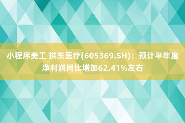 小程序美工 拱东医疗(605369.SH)：预计半年度净利润同比增加62.41%左右