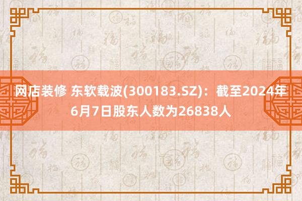 网店装修 东软载波(300183.SZ)：截至2024年6月7日股东人数为26838人